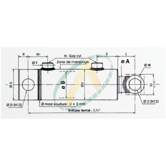 V Rin Hydraulique Double Effet Joiner Tige Mm Et Piston Mm