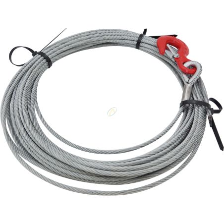 Cable et crochet de rechange pour treuil de halage - 10 mètres