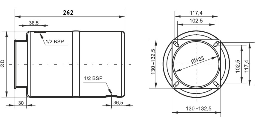 Réservoir Horizontal Rond Acier 10 litres