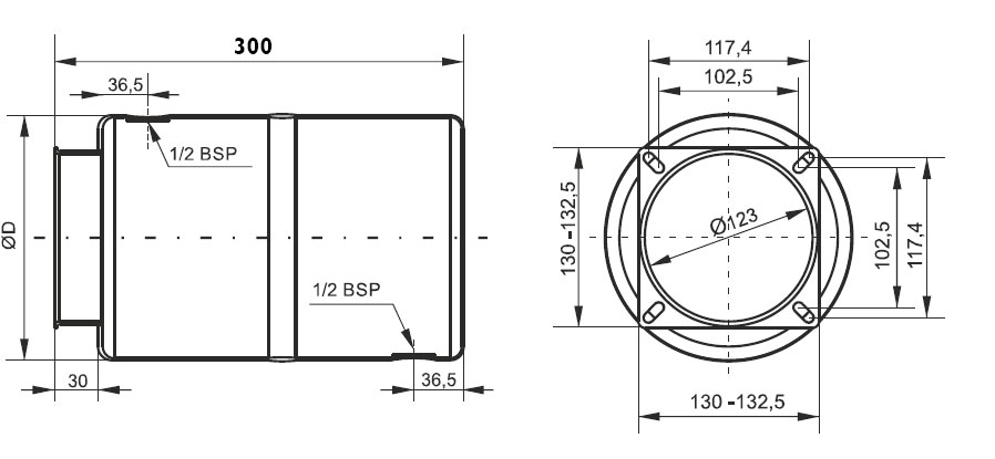 Réservoir Horizontal Rond Acier 5 litres