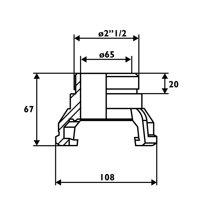 Raccord symétrique mâle 2"1/2 Sans verrou DN65