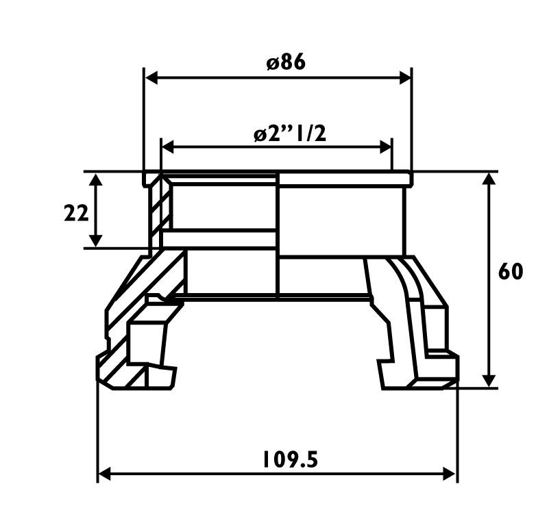 Raccord pompier DN50 2" femelle Sans verrou