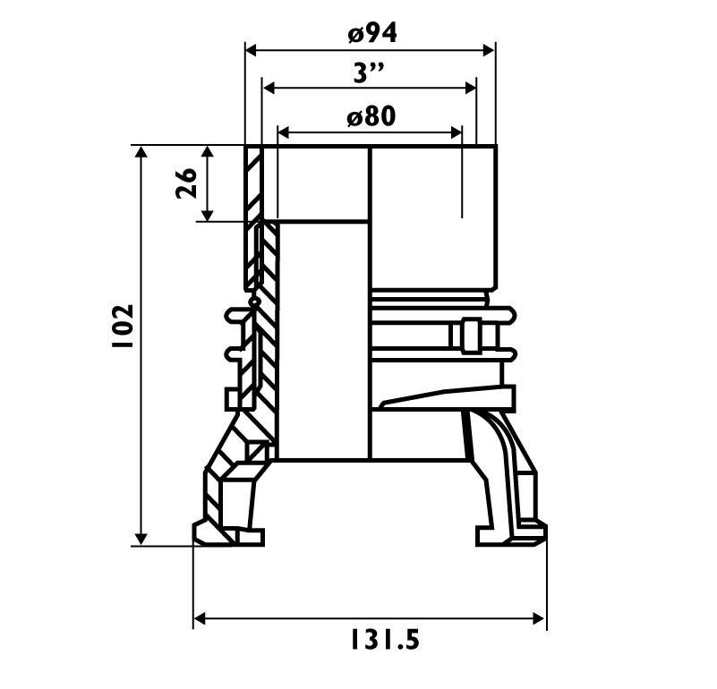 Raccord pompier DN80 3" femelle Verrou